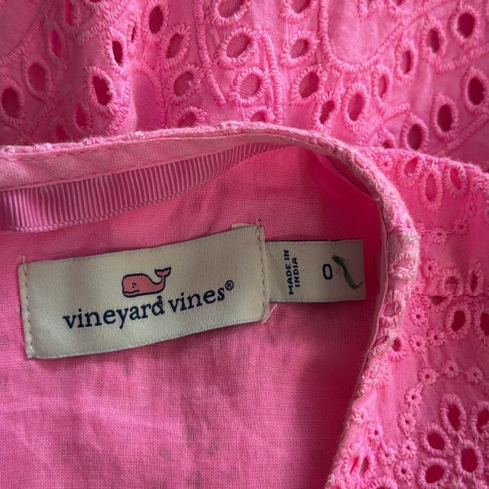 Vineyard Vines hot pink dress size 0 feminine floral eyelet lace Barbiecore - Picture 11 of 12